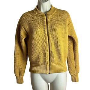 Ann Taylor Yellow Zip Up Cardigan Sweater Size Small